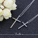 (Silver) Immanuel Cross Engravable Couple Necklace - Loville.co