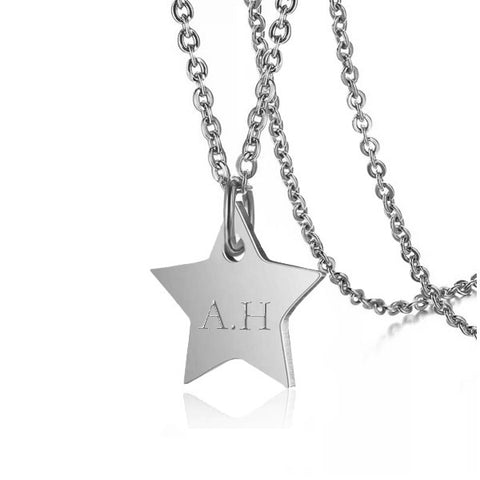 (Silver) Star Engravable Necklace - Loville.co