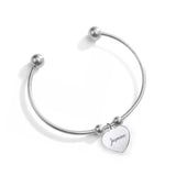 (Silver) Dew Engravable Cuff Bangle - Loville.co