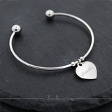 (Silver) Dew Engravable Cuff Bangle - Loville.co