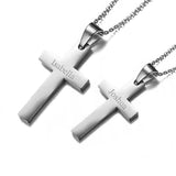 (Silver) Classic Cross Engravable Couple Necklace - Loville.co
