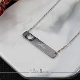 (Silver) Elodie Pierced Heart Engravable Necklace - Loville.co