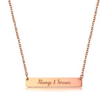 (Rose Gold) Janice Rectangular Plate Engravable Necklace - Loville.co