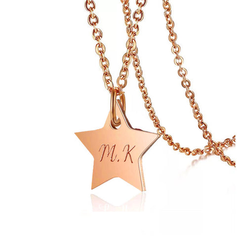 (Rose Gold) Star Engravable Necklace - Loville.co