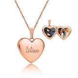 (Rose Gold) Aria Heart Locket Engravable Necklace - Loville.co